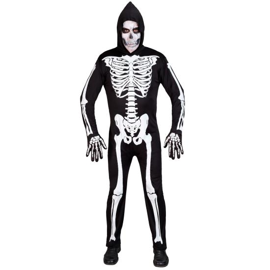 Fantasia de esqueleto com capuz para adulto – Halloween clássico
