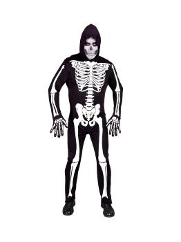 Fantasia de esqueleto com capuz para adulto – Halloween clássico