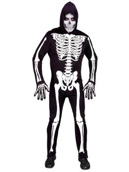 Fantasia de esqueleto com capuz para adulto – Halloween clássico
