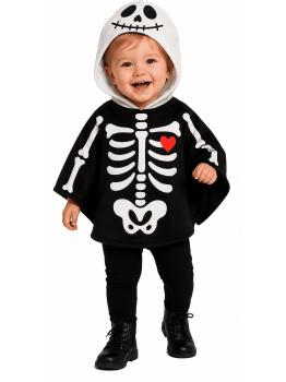 Fantasia de esqueleto com poncho e capuz para bebê