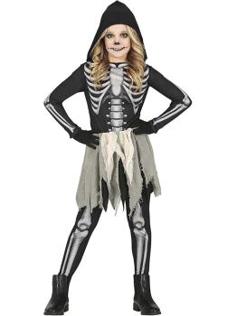 Fato de esqueleto de fantasma pirata para menina
