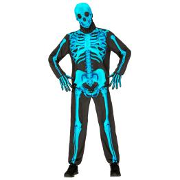Fantasia de esqueleto "Fast Costume" – Azul fluorescente adulto