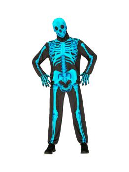Fantasia de esqueleto "Fast Costume" – Azul fluorescente adulto