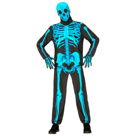 Fantasia de esqueleto "Fast Costume" – Azul fluorescente adulto