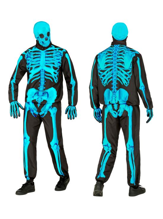 Fantasia de esqueleto "Fast Costume" – Azul fluorescente adulto