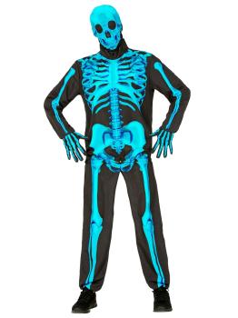 Fantasia de esqueleto "Fast Costume" – Azul fluorescente adulto