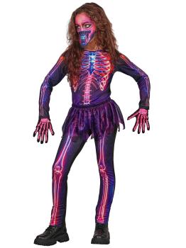 Fantasia de Esqueleto Fluorescente para Meninas