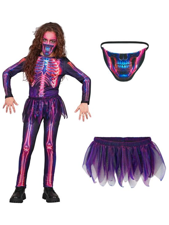 Fantasia de Esqueleto Fluorescente para Meninas