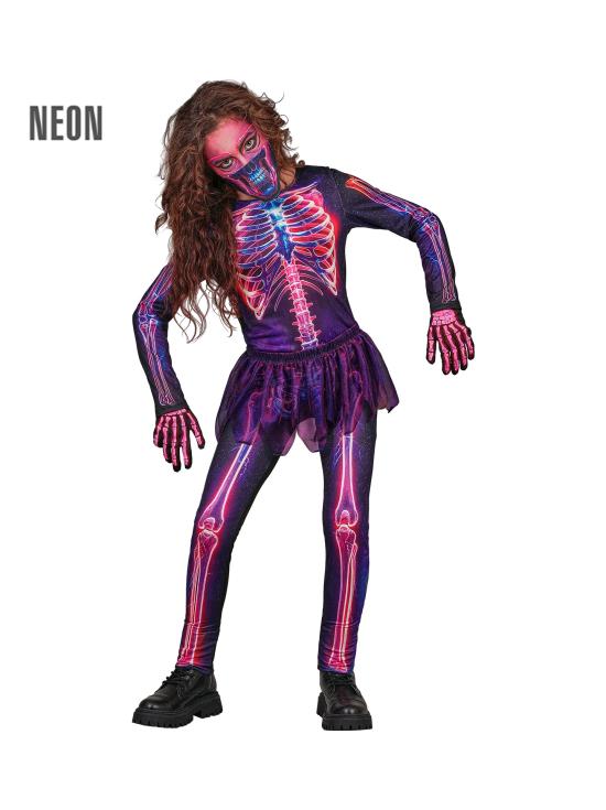 Fantasia de Esqueleto Fluorescente para Meninas