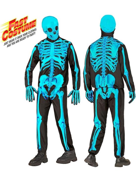Fantasia de esqueleto fluorescente para crianças da FAST COSTUME