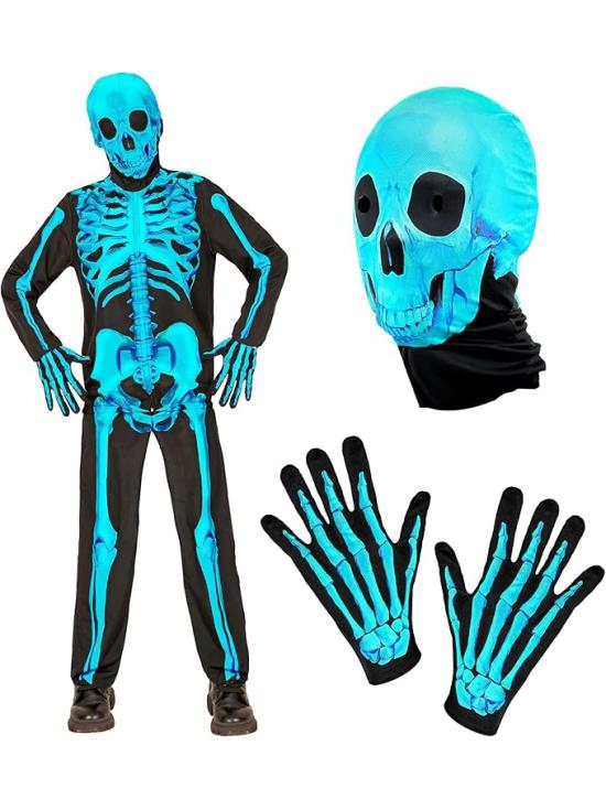 Fantasia de esqueleto fluorescente para crianças da FAST COSTUME