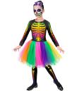 Fantasia de esqueleto multicolor para meninas