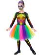 Fantasia de esqueleto multicolor para meninas