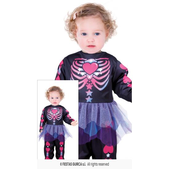 Fato de esqueleto rosa para menina