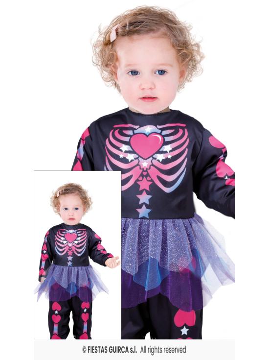 Fato de esqueleto rosa para menina