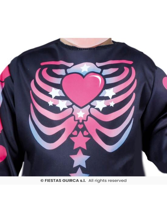 Fato de esqueleto rosa para menina