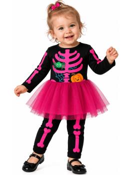 Fantasia de Esqueleto Rosa para Bebê Menina com Tutu – Halloween