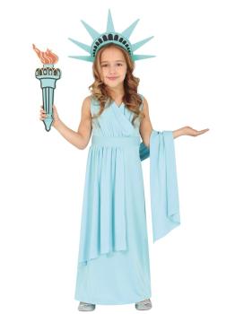 Fantasia de Estátua da Liberdade para Meninas – Fantasia Infantil Monumento Histórico