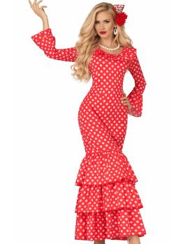 Traje flamenco vermelho para mulheres
