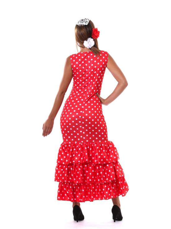 Traje Sevillana Vermelho para Mulheres – Vestido Flamenco para a Feira de Abril