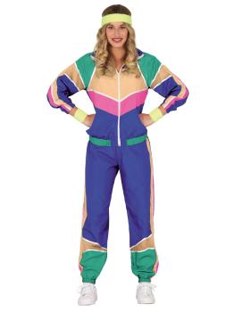 Fato colorido de ginasta dos anos 80 para mulher