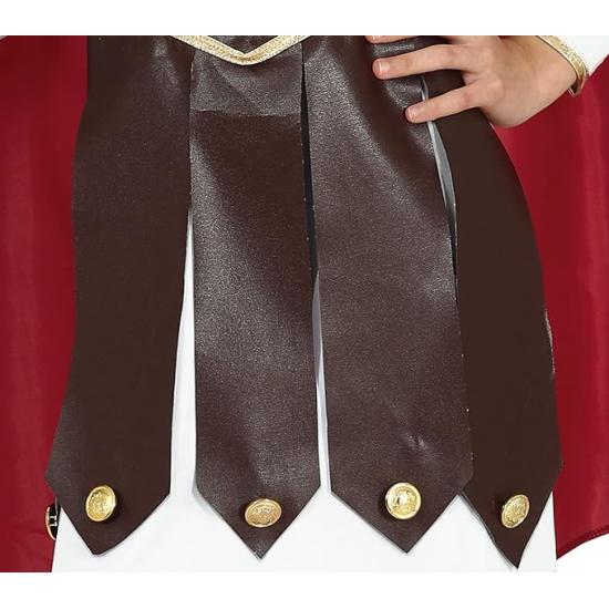 Fantasia de Gladiadora Feminina - Vestido com Decorações Douradas e Capa Vermelha Fantasia de Gladiadora Feminina - Vestido com Decorações Douradas e Capa Vermelha