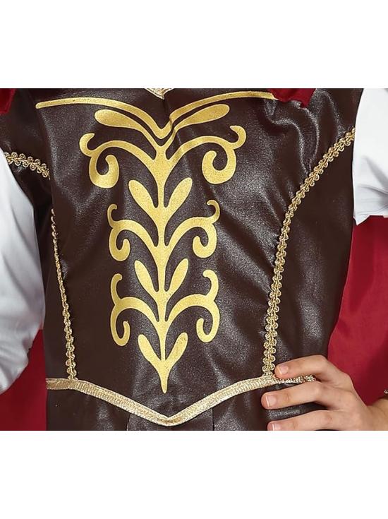 Fantasia de Gladiadora Feminina - Vestido com Decorações Douradas e Capa Vermelha