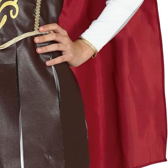 Fantasia de Gladiadora Feminina - Vestido com Decorações Douradas e Capa Vermelha Fantasia de Gladiadora Feminina - Vestido com Decorações Douradas e Capa Vermelha