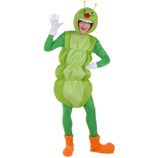 Fato de verme verde para adulto