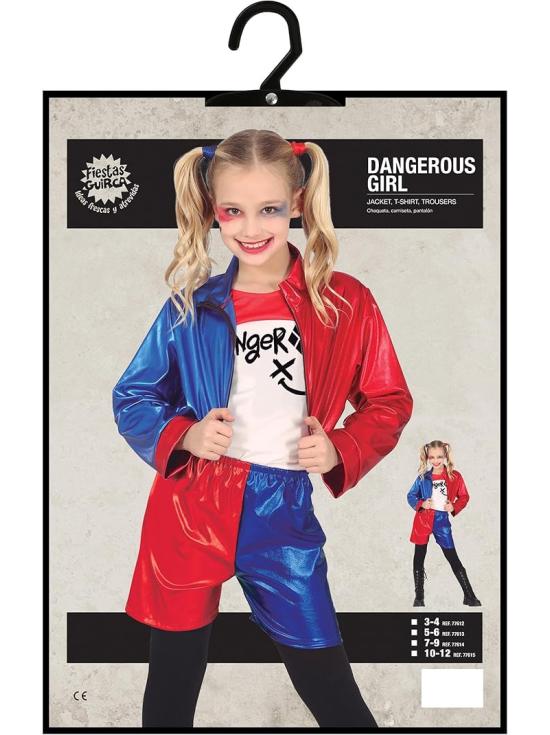 Fantasia de Arlequina para Meninas – Jaqueta, Calça e Camiseta
