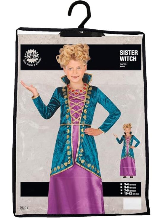 Fantasia de Bruxa Mágica para Meninas – Vestido Lilás e Turquesa