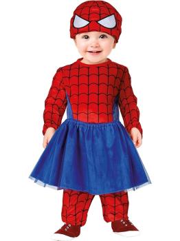 Fantasia de Bebê Heroína - Macacão de Aranha Vermelho e Azul com Tutu e Máscara de Super-Heroína