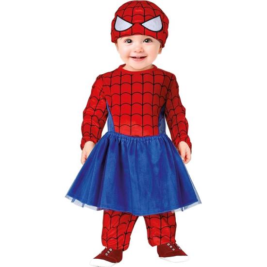 Fantasia de bebê herói - Macacão de bebê aranha vermelha e azul com tutu e máscara de super-herói