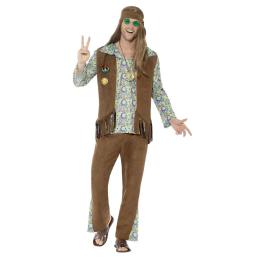Fato de hippie adulto dos anos 60 multicolorido