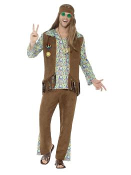 Fato de hippie adulto dos anos 60 multicolorido