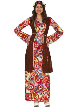 Fantasia Hippie com Vestido Longo para Mulheres **
