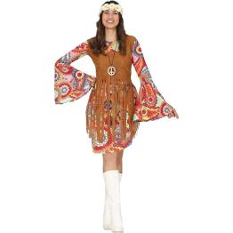Disfraz de hippie multicolor mujer