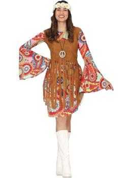 Disfraz de hippie multicolor mujer