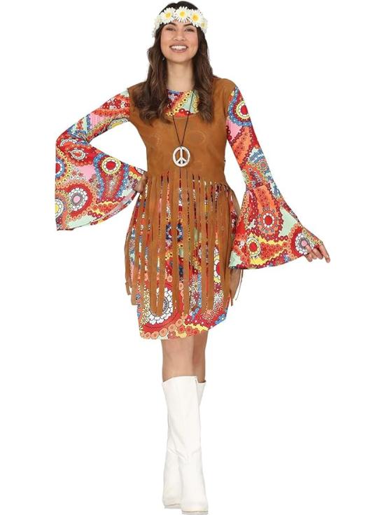 Disfraz de hippie multicolor mujer