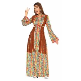 Fantasia hippie dos anos sessenta com vestido adulto