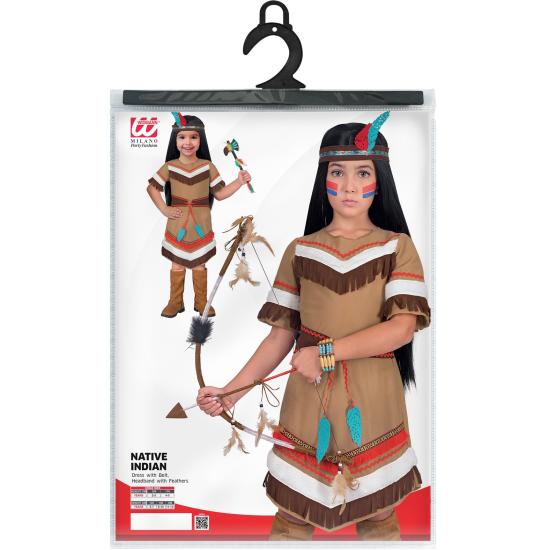 Fantasia indígena americana para meninas – Vestido com cinto e faixa de penas Fantasia indígena americana para meninas – Vestido com cinto e faixa de penas