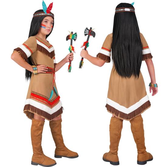 Fantasia indígena americana para meninas – Vestido com cinto e faixa de penas Fantasia indígena americana para meninas – Vestido com cinto e faixa de penas