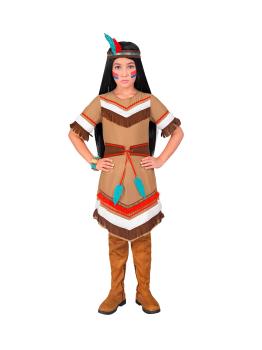 Fantasia indígena americana para meninas – Vestido com cinto e faixa de penas
