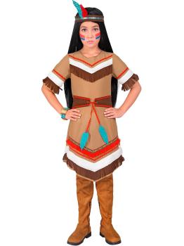 Fantasia indígena americana para meninas – Vestido com cinto e faixa de penas