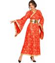 Quimono japonês vermelho e dourado para mulheres