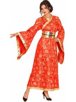 Quimono japonês vermelho e dourado para mulheres