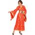 Quimono japonês vermelho e dourado para mulheres
