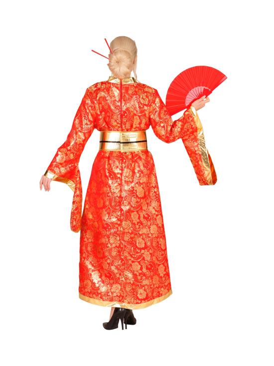 Quimono japonês vermelho e dourado para mulheres