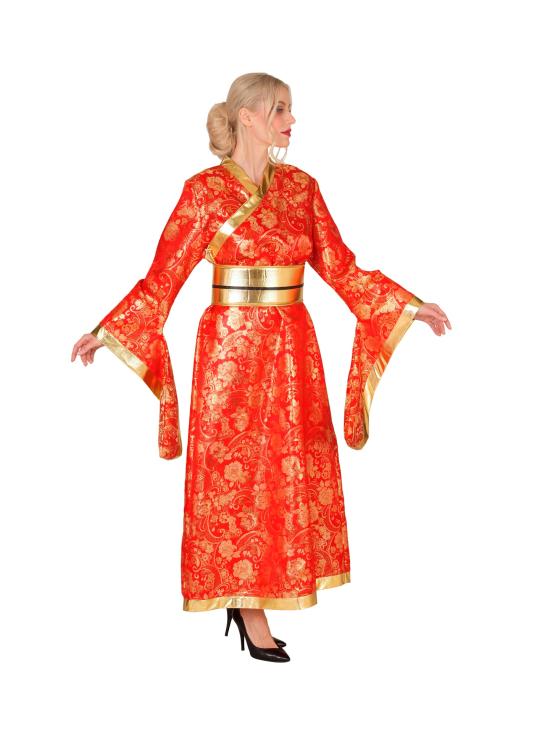 Quimono japonês vermelho e dourado para mulheres