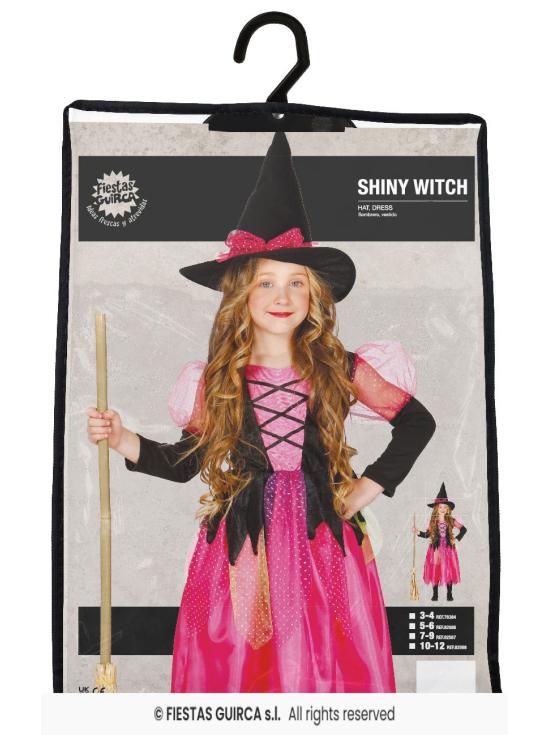 Fato de bruxa brilhante para menina